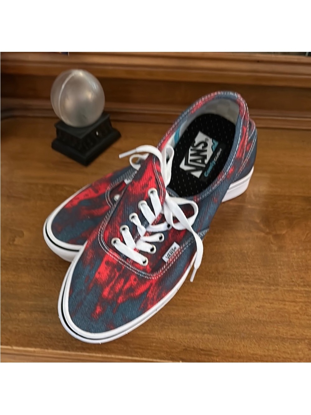 Vans Men's Low-Top Canvas Sneakers - Red & Blue Tie-Dye
